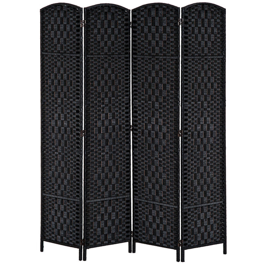 6ft Folding Room Divider, 4 Panel Wall Partition with Wooden Frame for Bedroom, Home Office, Black - Gallery Canada
