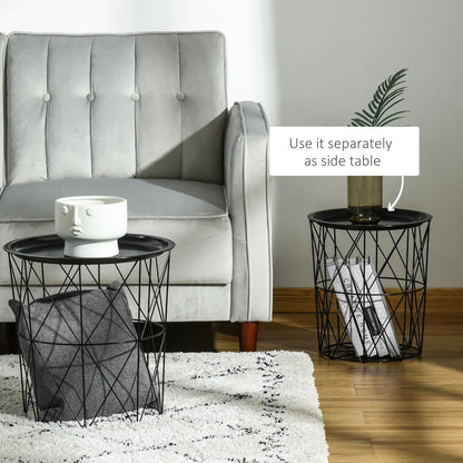 3 Nesting Coffee Tables With Storage, Round End Table, Basket Side Tables, Black Side Tables at Gallery Canada