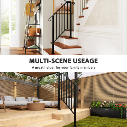 2-3 Step Handrails, Metal Outdoor Stair Railing, Black Garden Decor at Gallery Canada