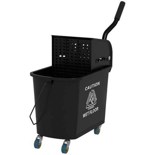 Compact Mop Bucket with Wringer, 5 Gallon, Black