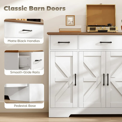 47" Buffet Cabinet, Farmhouse Sideboard, 3 Drawers, Adjustable Shelves, White Bar Cabinets at Gallery Canada
