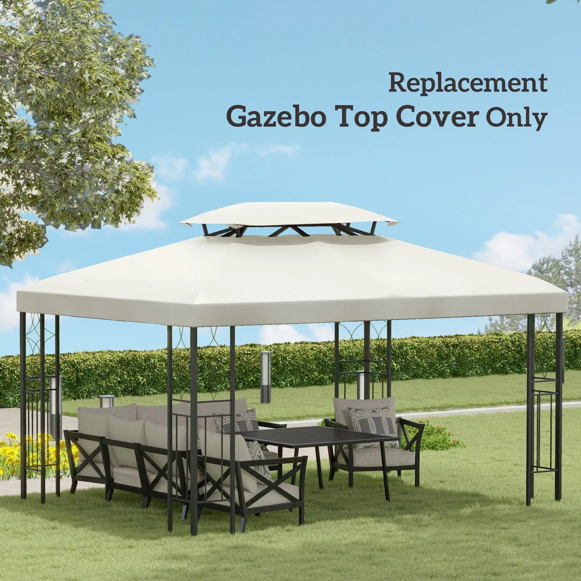 13' x 10' Gazebo Replacement Canopy, UV Cover, Cream White Gazebo Canopy Replacement at Gallery Canada
