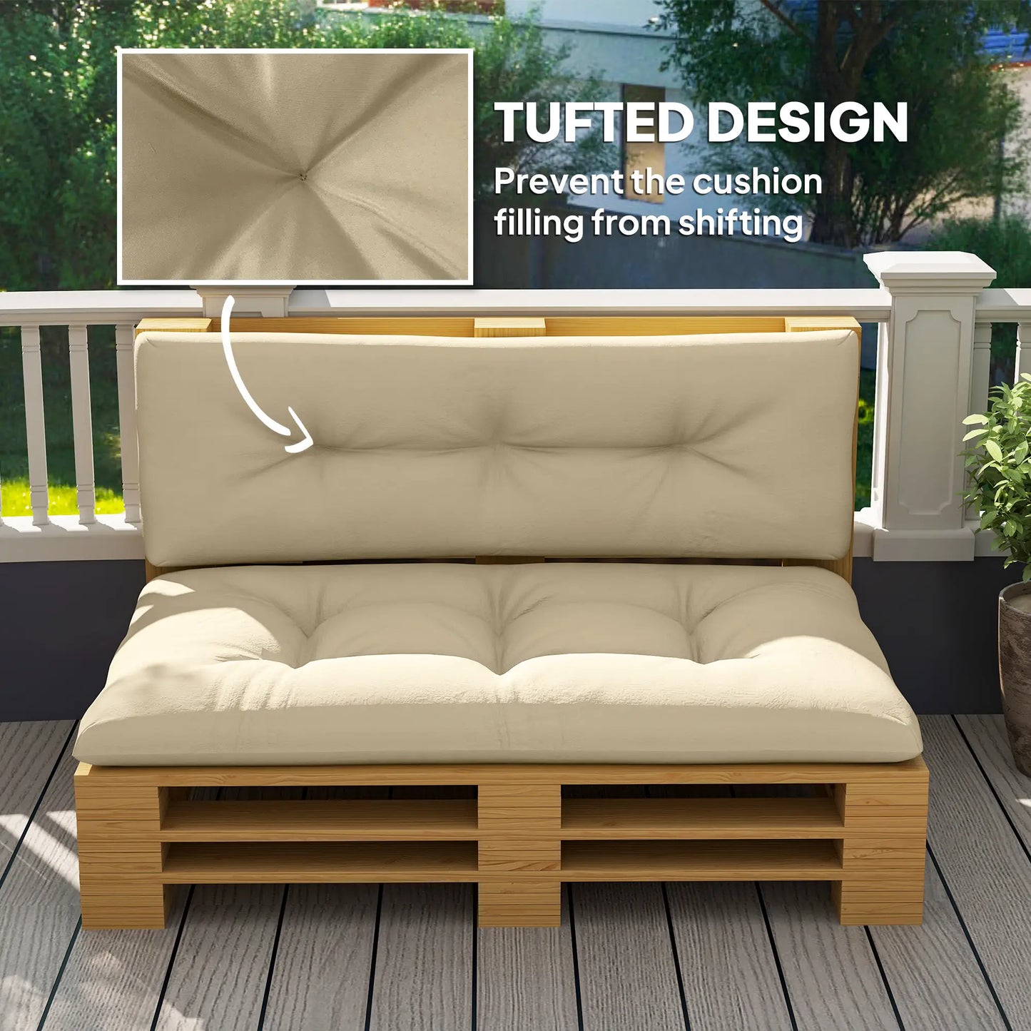 2-Piece Pallet Cushion Set, 3.9" Thick, Outdoor, Tufted, Beige Patio Chair Cushions at Gallery Canada