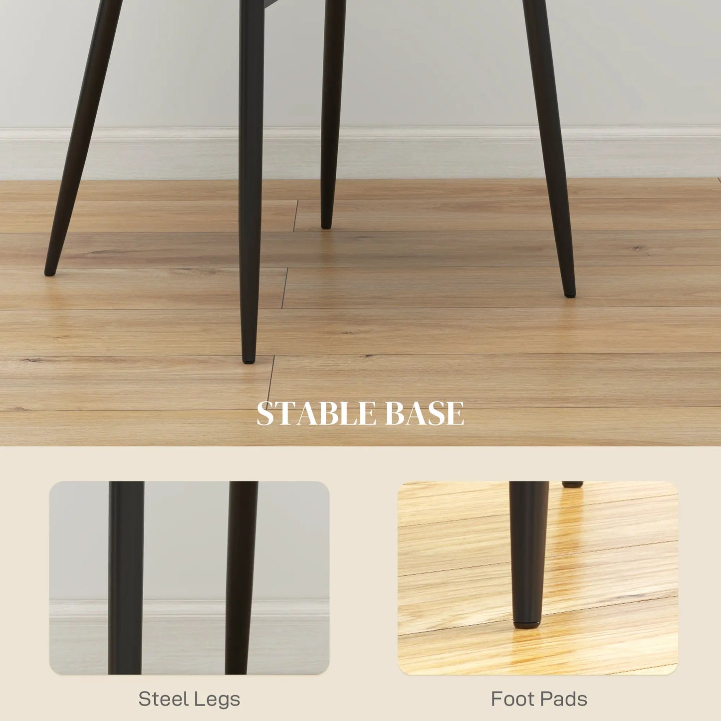 Modern Dining Chairs Set of 2, PU Leather, Metal Legs, Khaki Dining Chairs at Gallery Canada