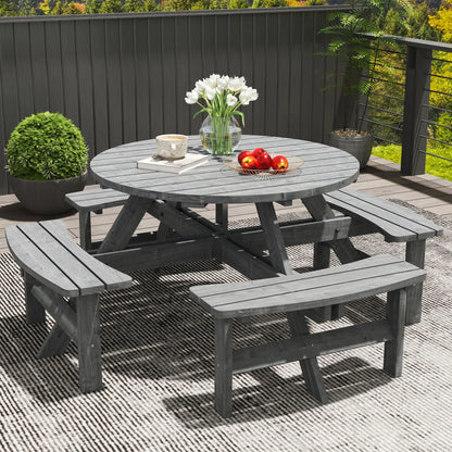8 Seater Round Wooden Pub Bench, Patio Dining Set, Outdoor Patio Outdoor Dining Sets at Gallery Canada