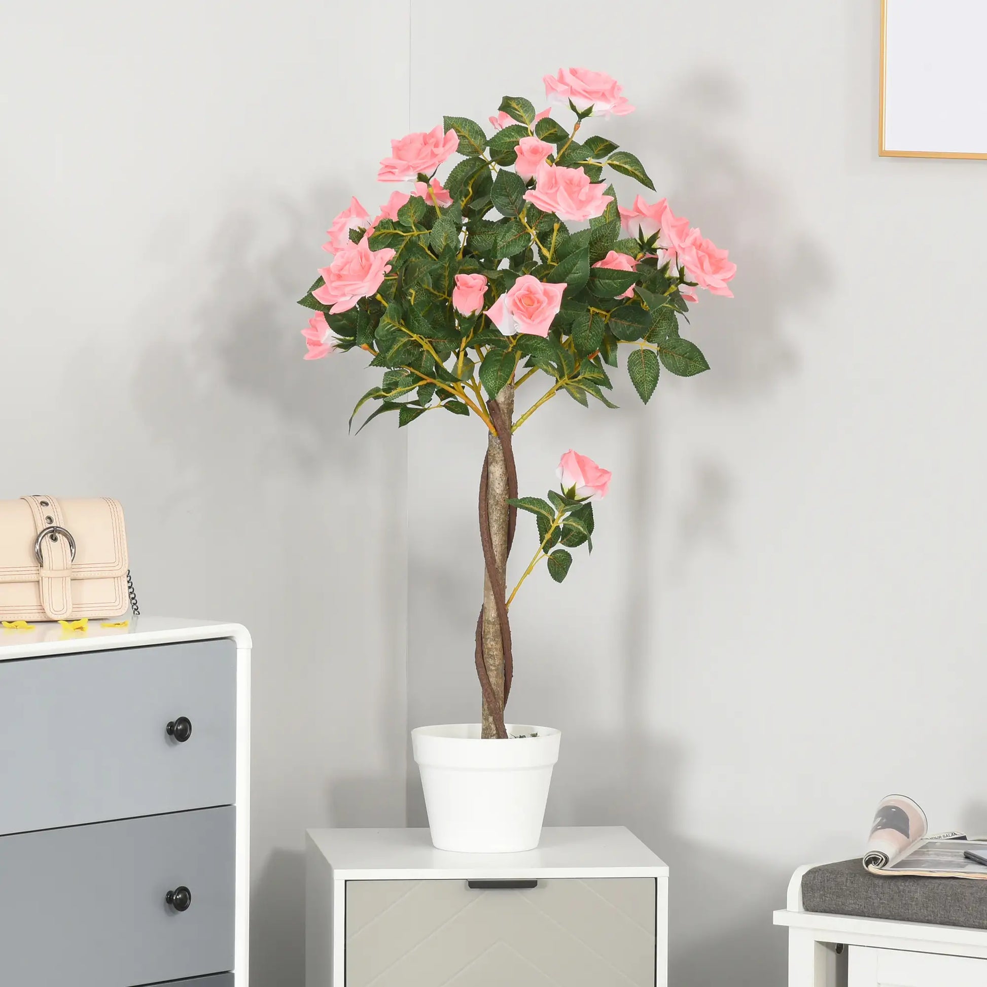 3FT Pink Rose Artificial Plant in Pot, Fake Plant for Home Decor, Pink Artificial Trees at Gallery Canada