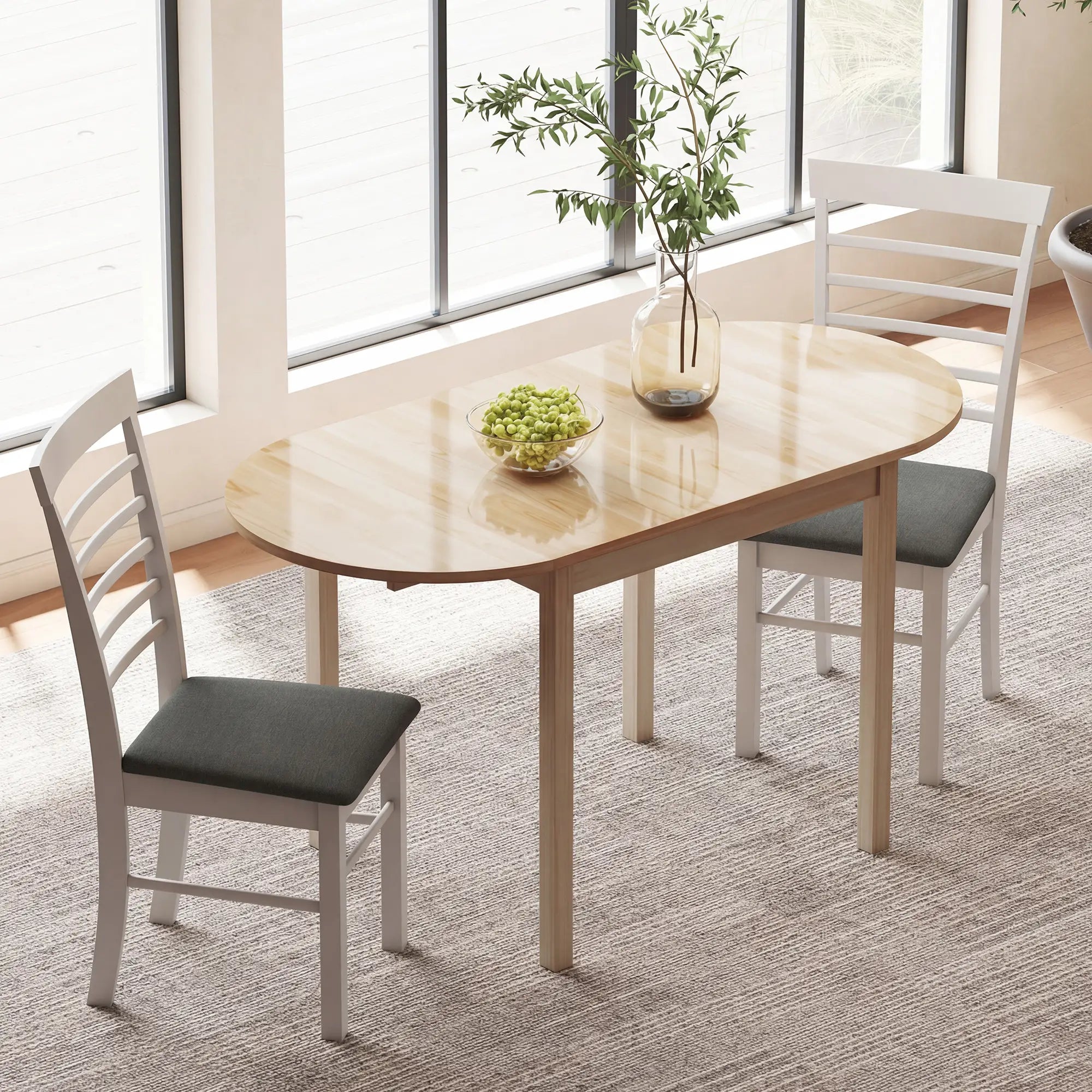 Solid Wood Drop Leaf Kitchen Table, Folding Dining Table, Natural Bar Tables & Dining Tables at Gallery Canada