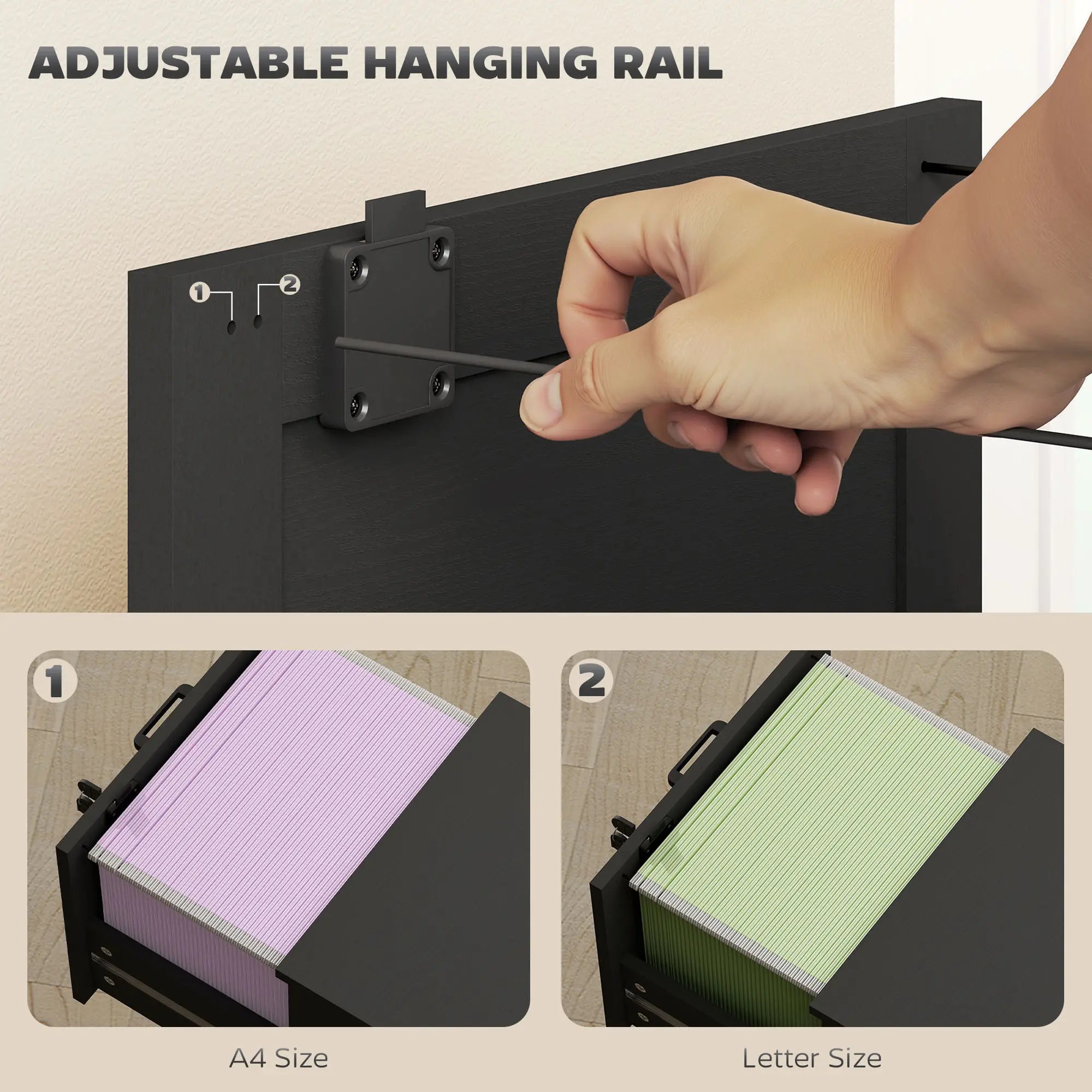 Vertical 3-Drawer Filing Cabinet, Lock, A4 Letter Size, Black Office Cabinets & Cupboards at Gallery Canada