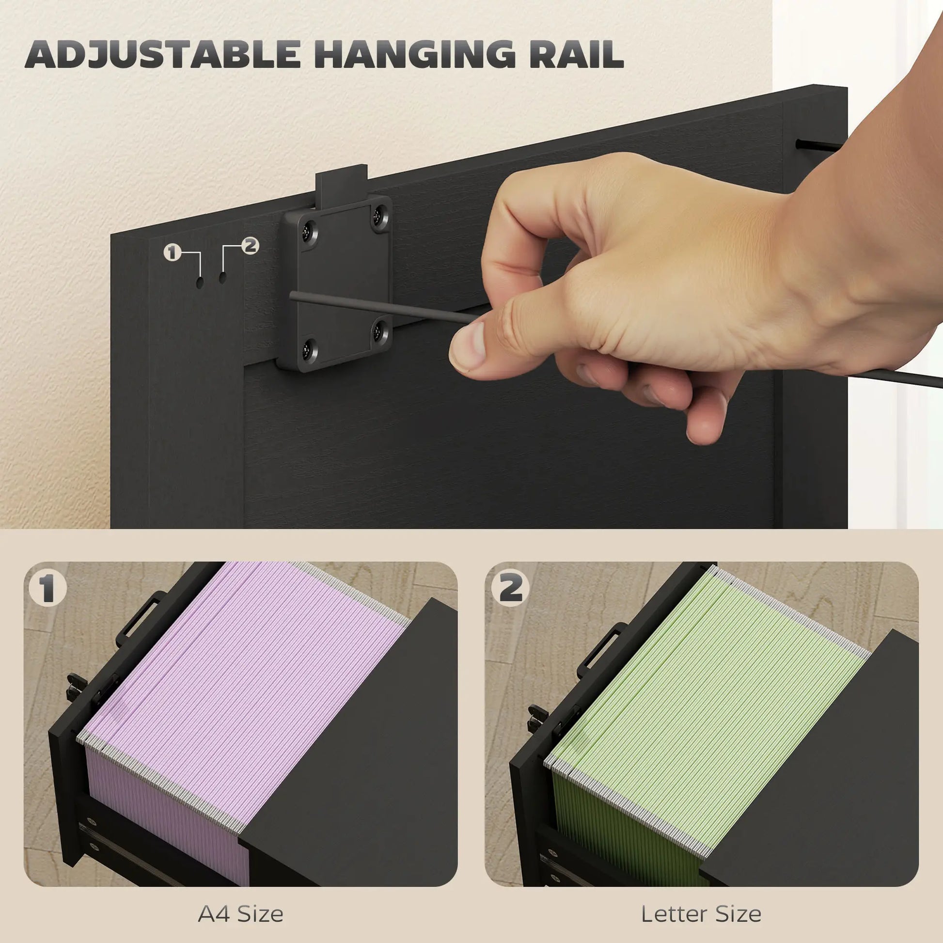 Vertical 3-Drawer Filing Cabinet, Lock, A4 Letter Size, Black Office Cabinets & Cupboards at Gallery Canada