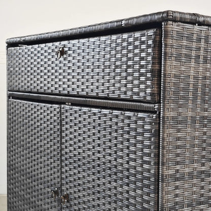 Outdoor Storage Cabinet, Wicker 2-Door, PE Rattan, Grey Patio Storage Boxes at Gallery Canada