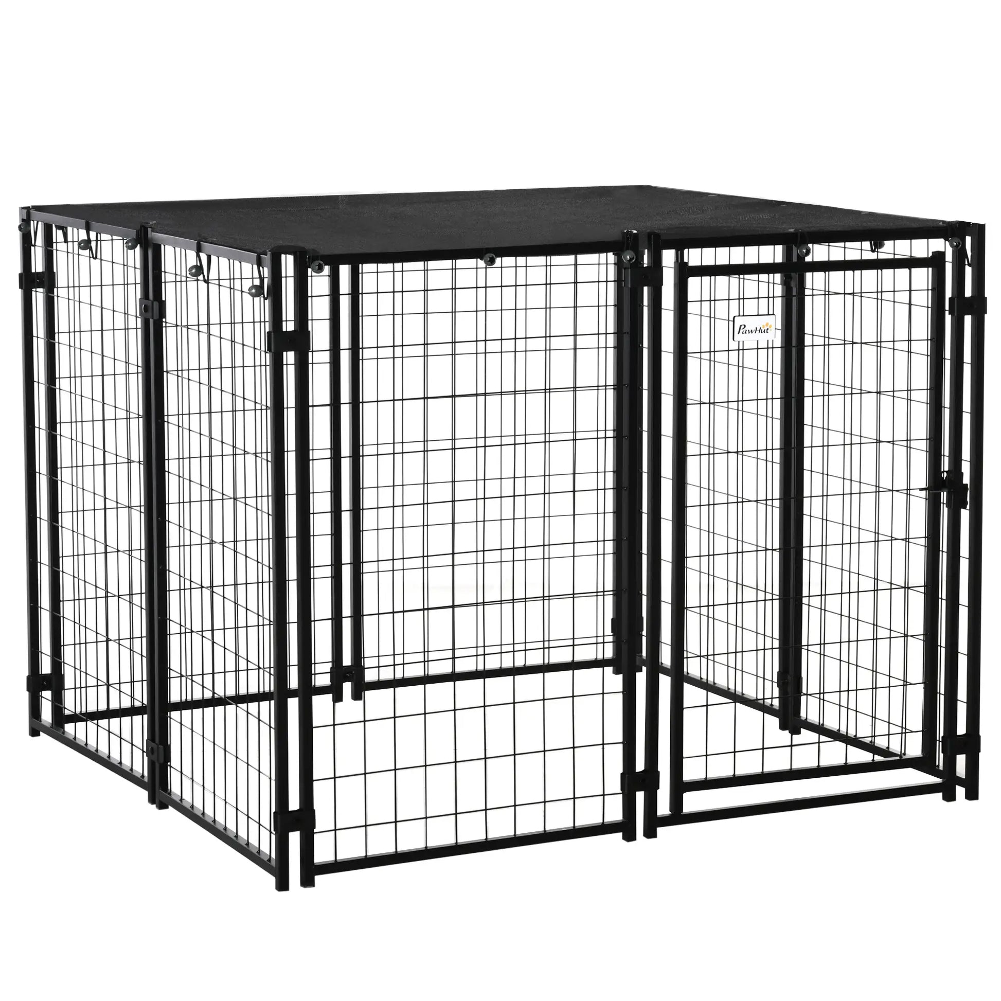 Outdoor Dog Kennel, Lockable Pet Playpen with Cover, Black Houses, Kennels & Pens at Gallery Canada