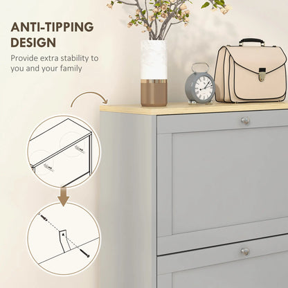 Modern Shoe Storage, 3 Flip Drawers, Adjustable Shelves, 18 Pairs, Grey Shoe Storage Cabinets & Racks at Gallery Canada