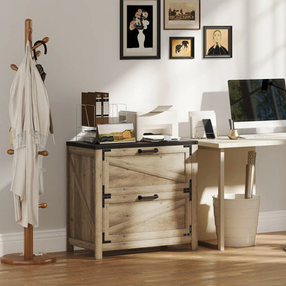 2 Drawer Filing Cabinet, Farmhouse Office Storage, Adjustable Hanging Bars, Letter, A4, Legal Size, Grey Office Cabinets & Cupboards at Gallery Canada