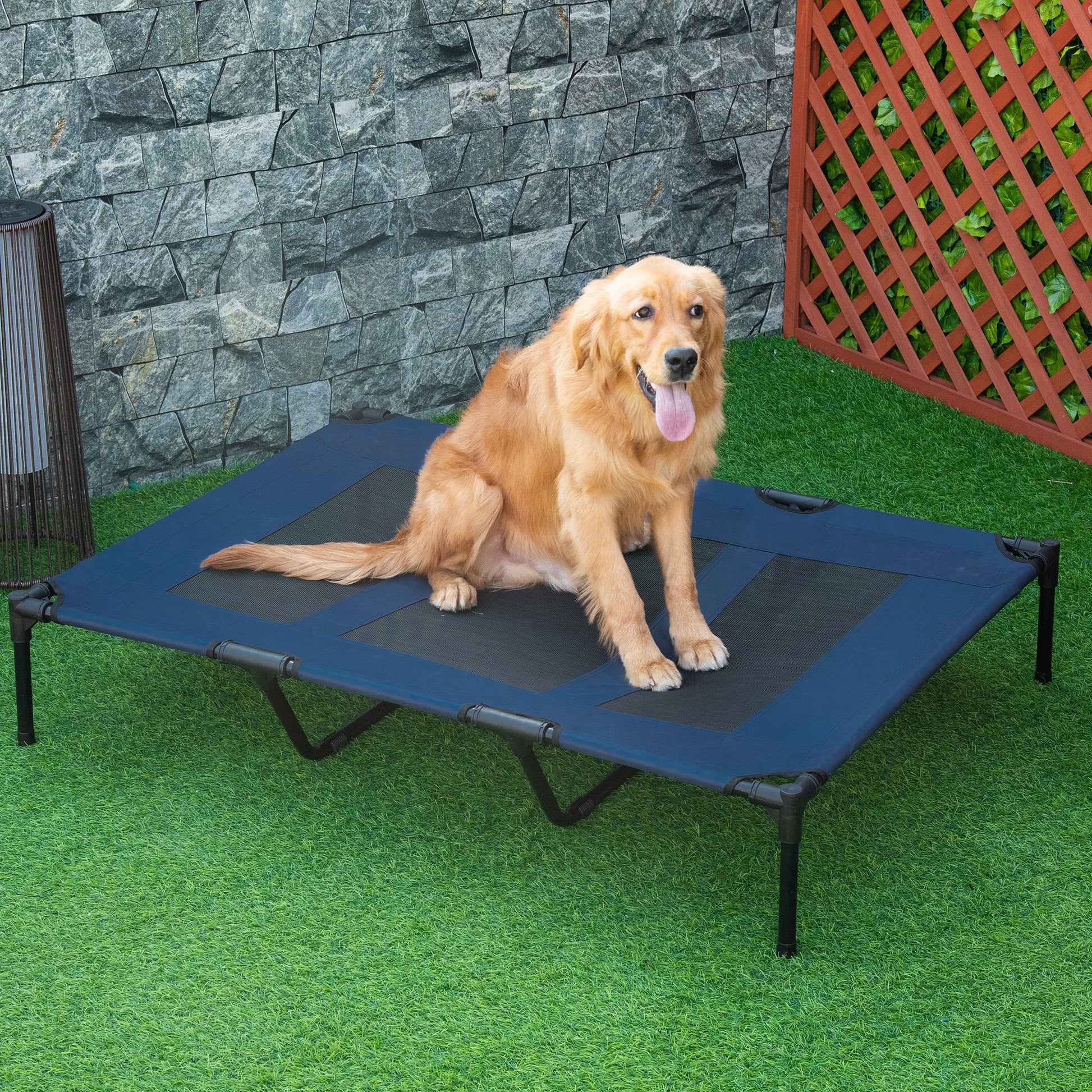 48" X 36" X 9" Elevated Pet Bed with Carrying Bag, Dark Blue at Gallery Canada