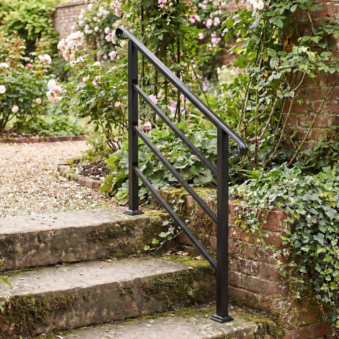 Adjustable Outdoor Stair Railing, 2 to 3 Steps, Black Garden Decor at Gallery Canada