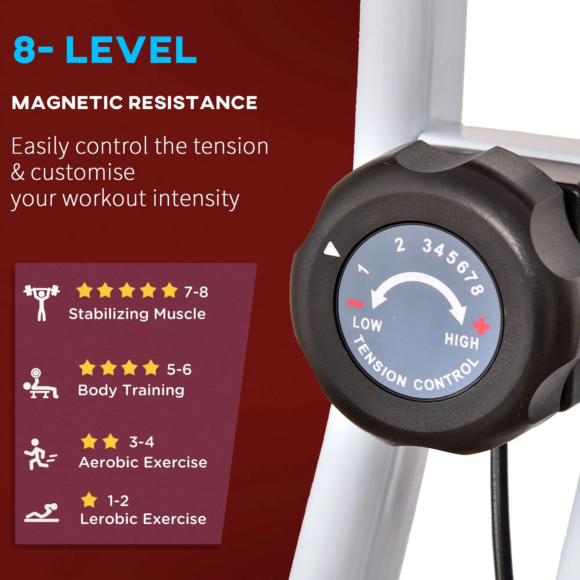 Foldable Indoor Bike, 8 Level Magnetic Resistance, Cardio Exercise, Red Exercise & Stationary Bikes at Gallery Canada