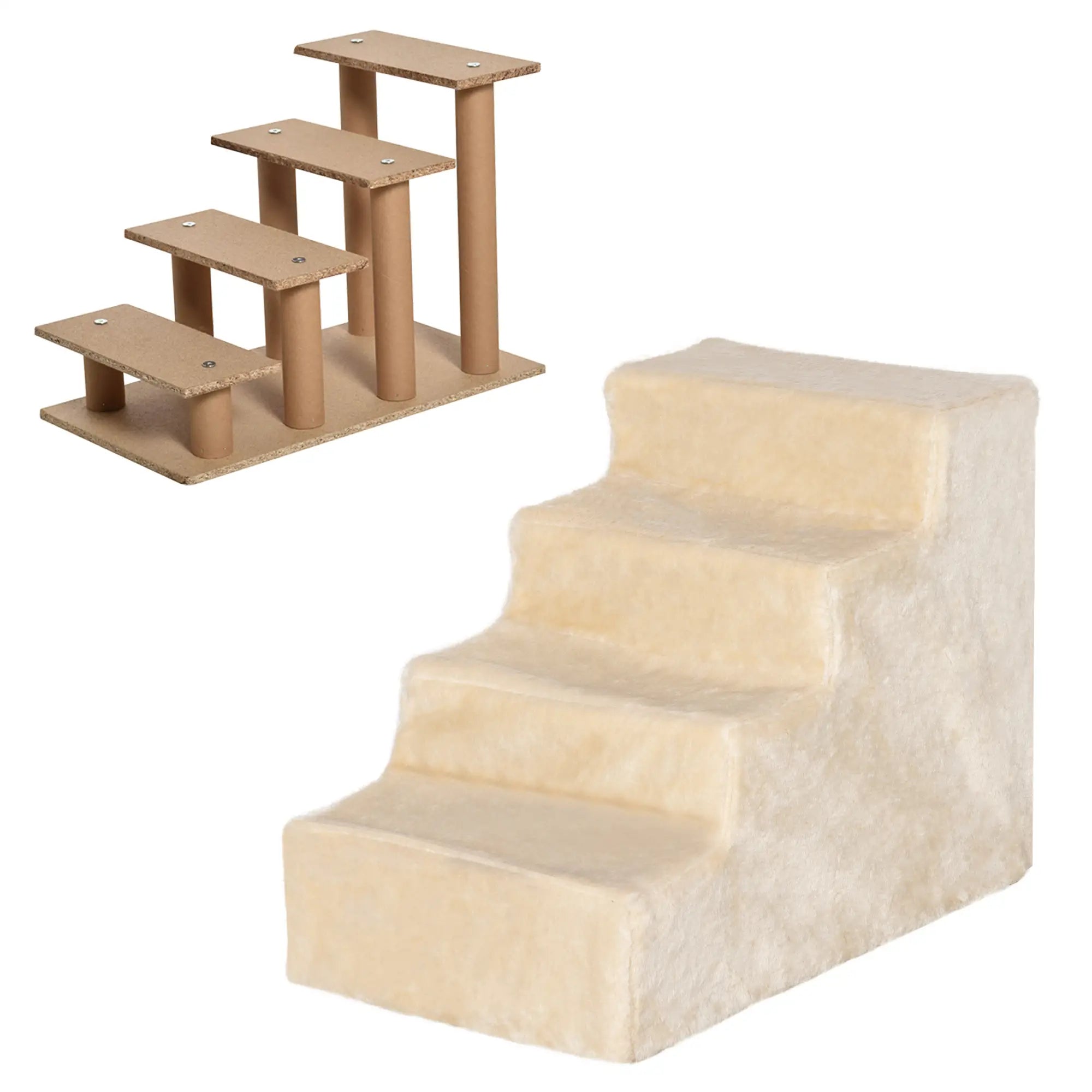 4-Step Dog Ramp for Sofa, Bed, Couch, Removable Cover, Beige Dog Stairs at Gallery Canada
