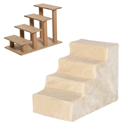 4-Step Dog Ramp for Sofa, Bed, Couch, Removable Cover, Beige Dog Stairs at Gallery Canada