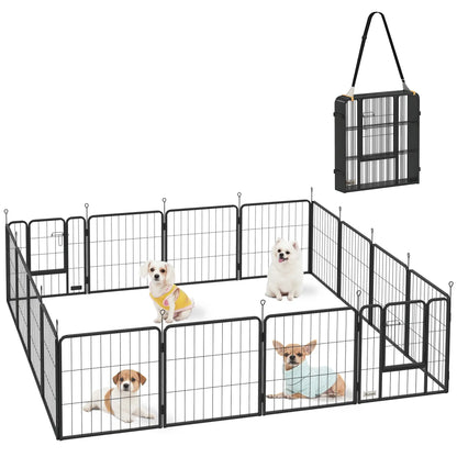16 Panels Dog Playpen with Straps, Portable &; DIY, for Small Dogs, for Yard, RV, Camping, Garden, 24" Height Houses, Kennels & Pens at Gallery Canada