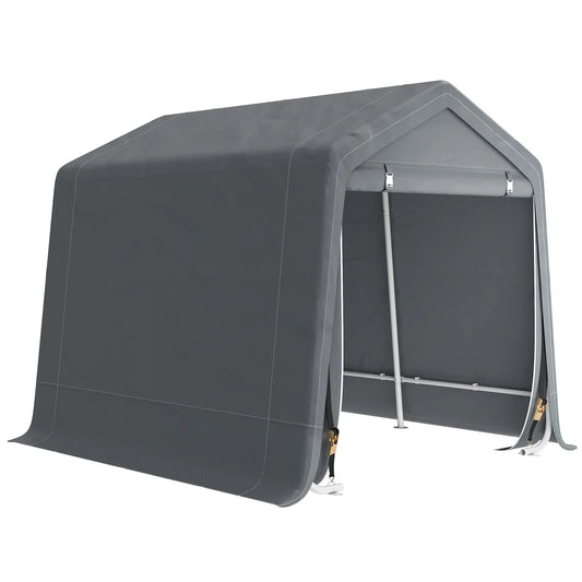 7.9' x 6.6' Garden Storage Tent, Metal Frame, Double Zipper Doors, Dark Grey Car Shelters Dark Grey at Gallery Canada