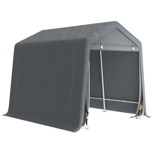 7.9' x 6.6' Garden Storage Tent, Metal Frame, Double Zipper Doors, Dark Grey