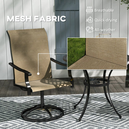 Outdoor Swivel Dining Chairs, Set of 2, High Back, All Weather Mesh, Brown Bistro Sets at Gallery Canada