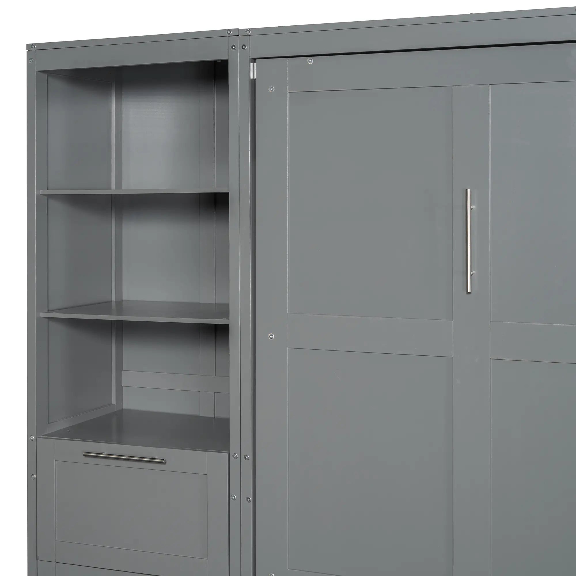 Murphy Bed with Closet, Drawers, Shelves, 120