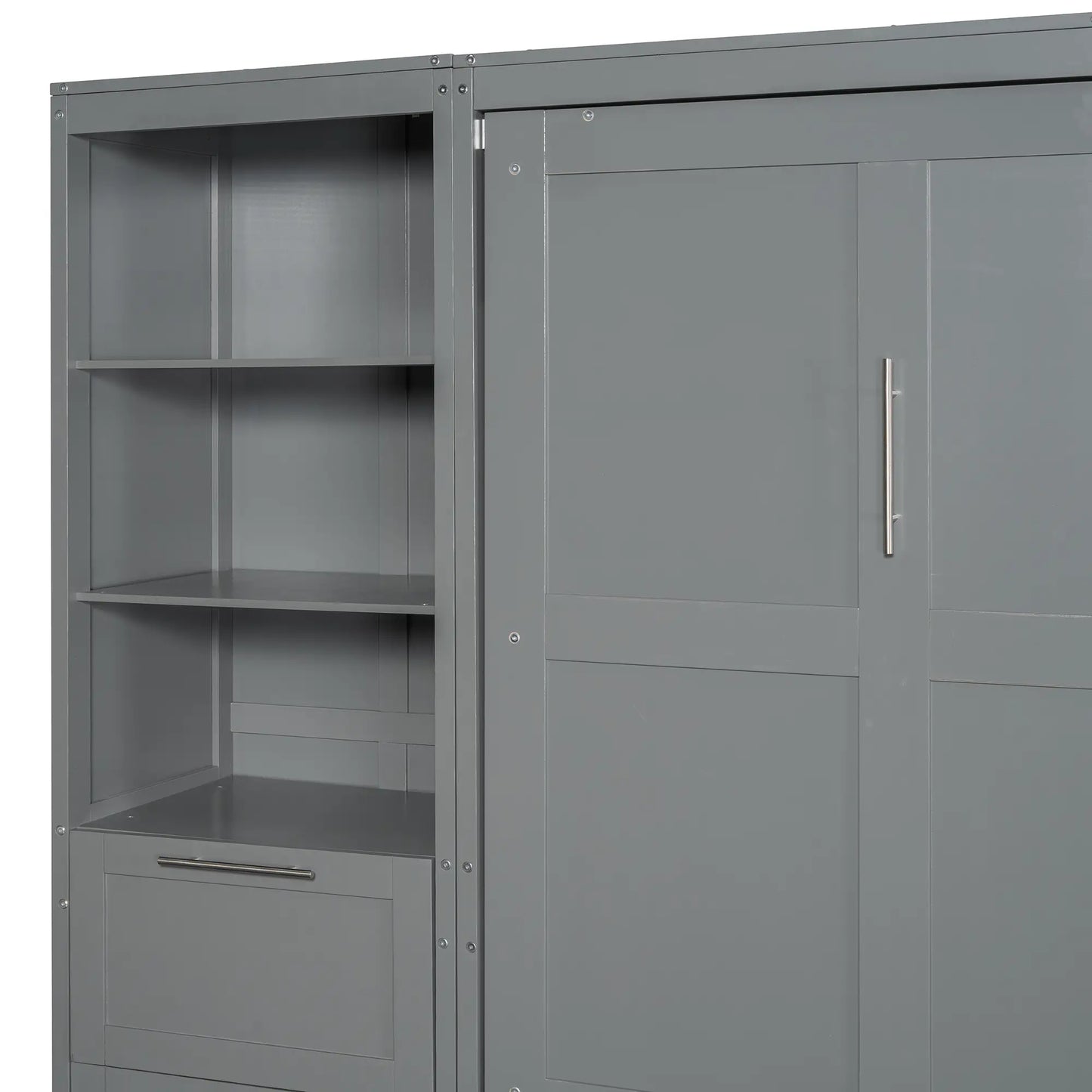 Murphy Bed with Closet, Drawers, Shelves, 120" L x 20" W x 88.5" H, Grey Bed Frames at Gallery Canada