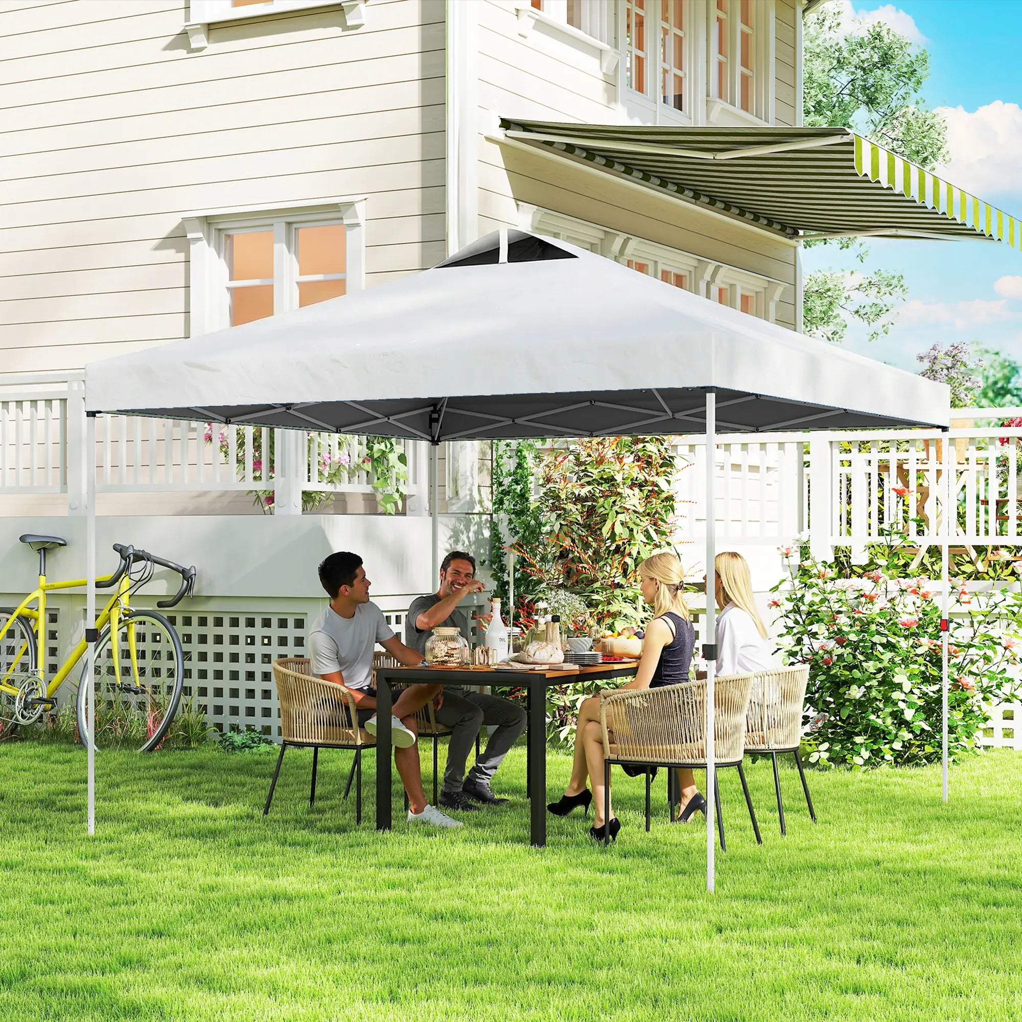 Pop Up Canopy Tent, Waterproof, 9.8' x 9.8', With Carrying Bag, White Pop Up Canopies at Gallery Canada