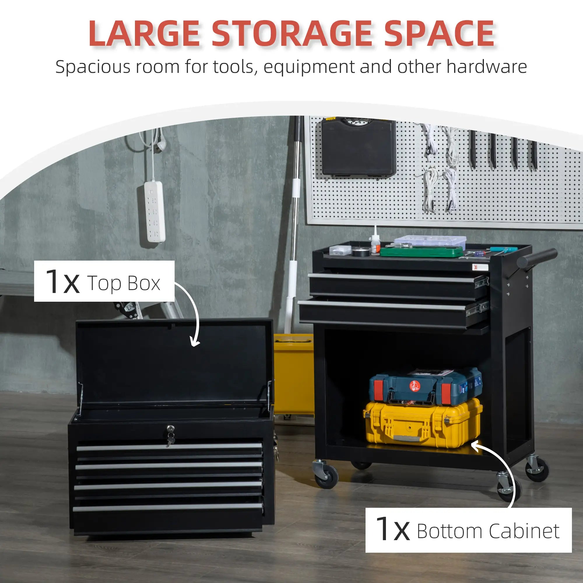 6-Drawer Tool Chest, 4 Wheels, Lockable Rolling Storage Cabinet, Black Tool Organizers at Gallery Canada