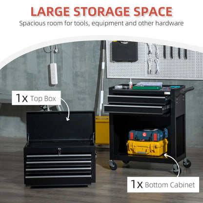 6-Drawer Tool Chest, 4 Wheels, Lockable Rolling Storage Cabinet, Black Tool Organizers at Gallery Canada