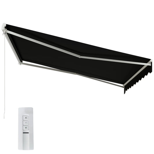 12'x10' Electric Retractable Awning, UV Protection, Black Deck Awnings Black at Gallery Canada