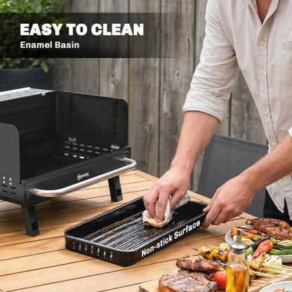 Charcoal BBQ Grill, Portable with Adjustable Grates, Foldable Legs, Black Charcoal BBQ Grils at Gallery Canada