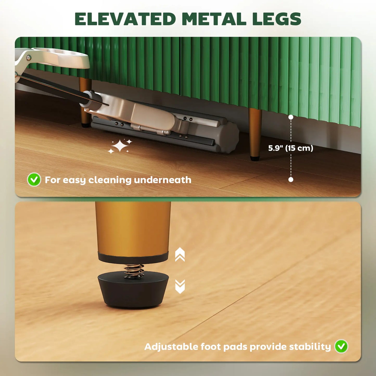 Modern Kitchen Storage Cabinet, Sideboard Buffet, 3 Drawers, Adjustable Shelves, Green Bar Cabinets at Gallery Canada