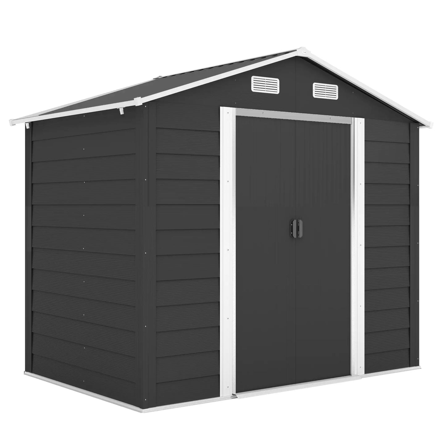 7.7' x 6.5' Metal Garden Shed, Tool Storage, Dark Grey Sheds at Gallery Canada