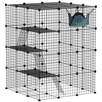 4 Tier DIY Cat Cage, Indoor Catio for 1-3 Cats, Black Outdoor Cat Enclosures Black at Gallery Canada
