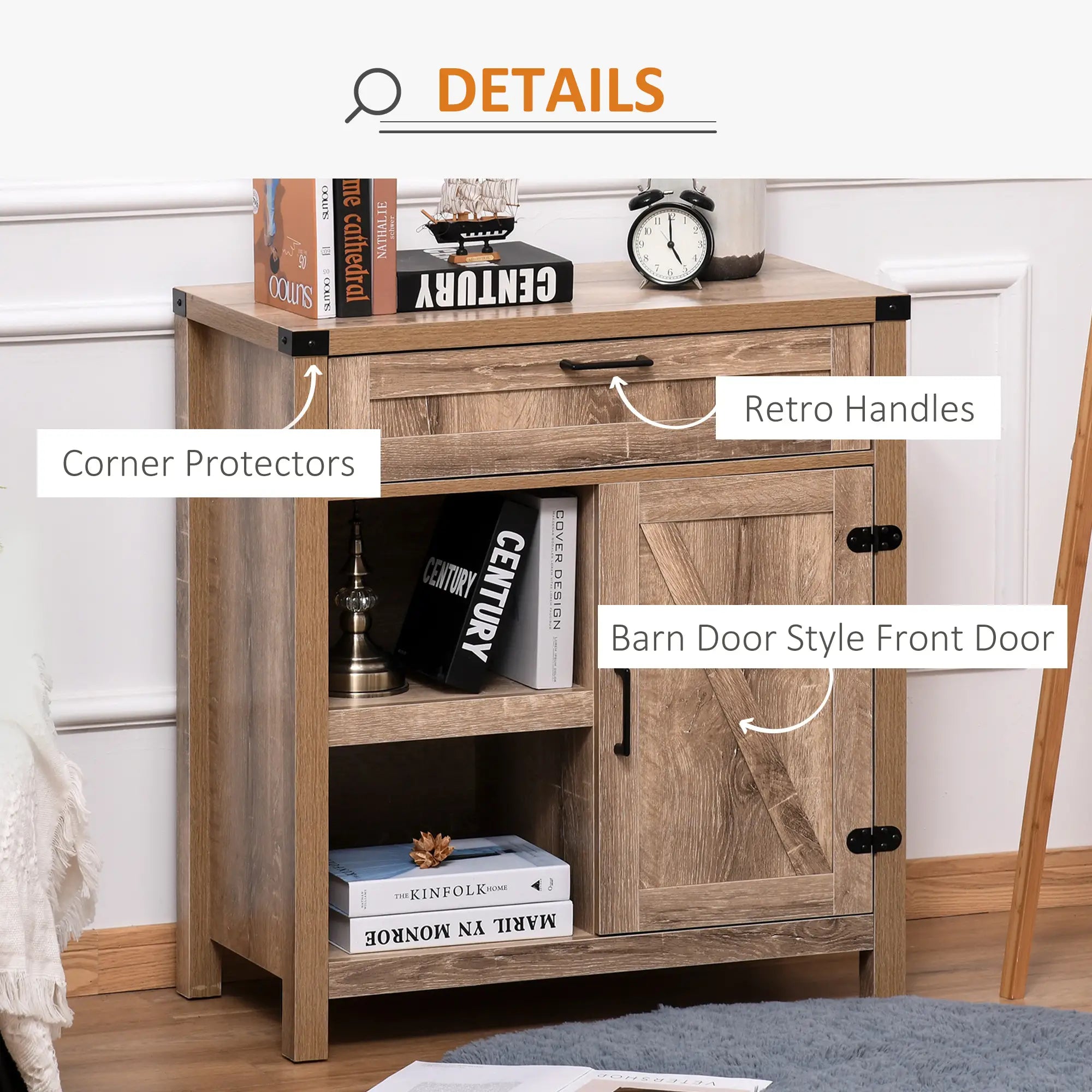 Rustic Barn Door Storage Cabinet, Modern Farmhouse Buffet Sideboard, Light Oak Bar Cabinets at Gallery Canada