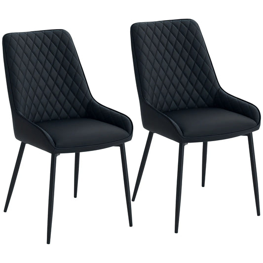 Modern Dining Chairs Set of 2, PU Leather, Metal Legs, Black Bar Stools Black at Gallery Canada