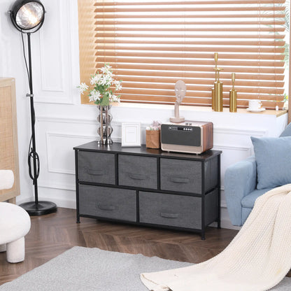 Linen Drawer Cabinet, 5 Removable Drawers, Metal Frame, Adjustable Feet, Dark Grey Storage Cabinets at Gallery Canada