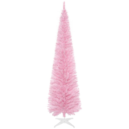 7' Slim Artificial Christmas Tree, Realistic Branches, Sturdy Metal Stand, Pink Pencil Christmas Trees at Gallery Canada