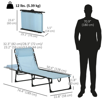Outdoor Folding Lounge Chair, 4-Level Adjustable, Light Blue Lounger Chairs at Gallery Canada