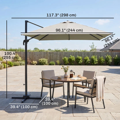 Pergola en aluminium à cantilever de 8 pieds, rotation à 360°, gris foncé