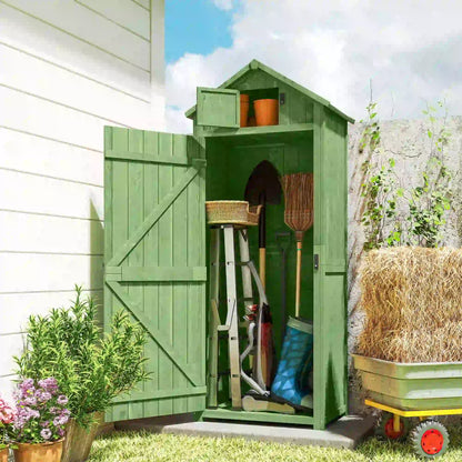 30" x 21" x 71" Garden Storage Shed, Outdoor Tool House, 3 Tier Shelves, Green Sheds at Gallery Canada