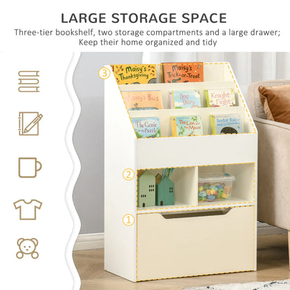 Kids Bookcase, Multi-Shelf Organizer with Drawer, White Baby & Kids Storage at Gallery Canada