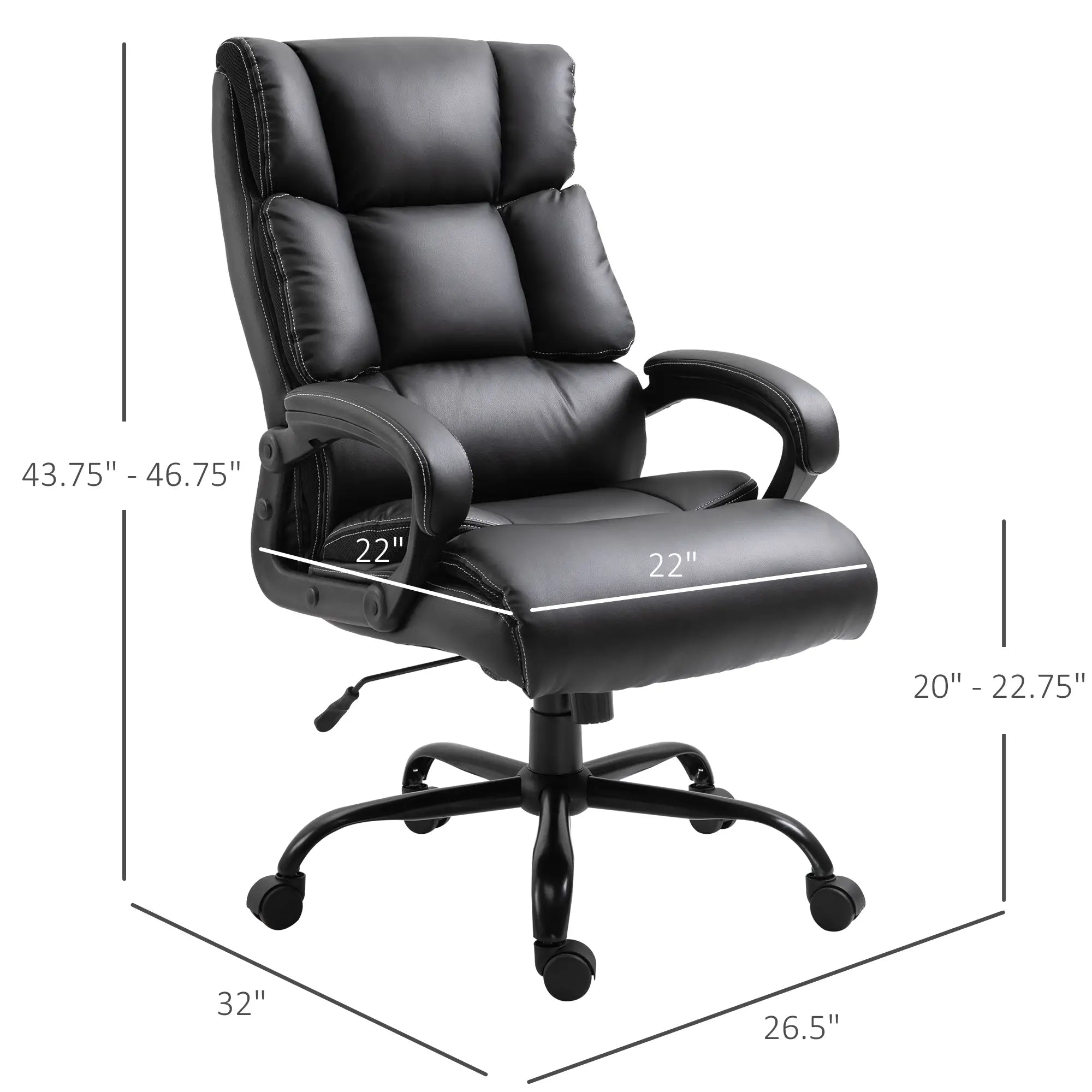 Ergonomic Office Chair, Adjustable Height, PU Leather, 360 Swivel, 400lbs, Black Executive & Manager Chairs at Gallery Canada