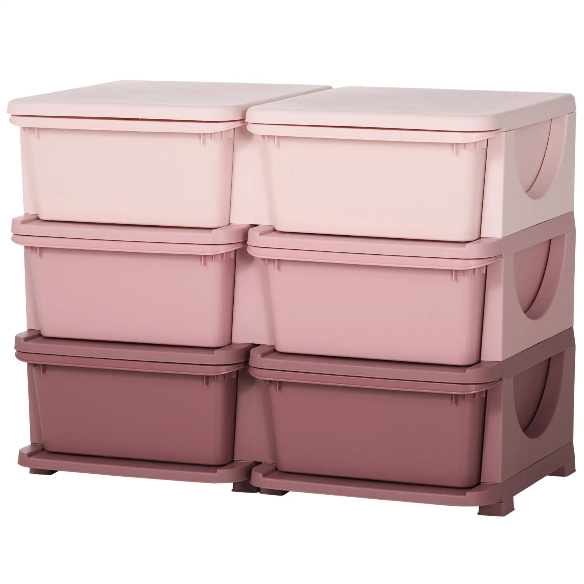 3 Tier Toy Organizer, 6 Plastic Drawers, Pink Baby & Kids Storage Pink at Gallery Canada