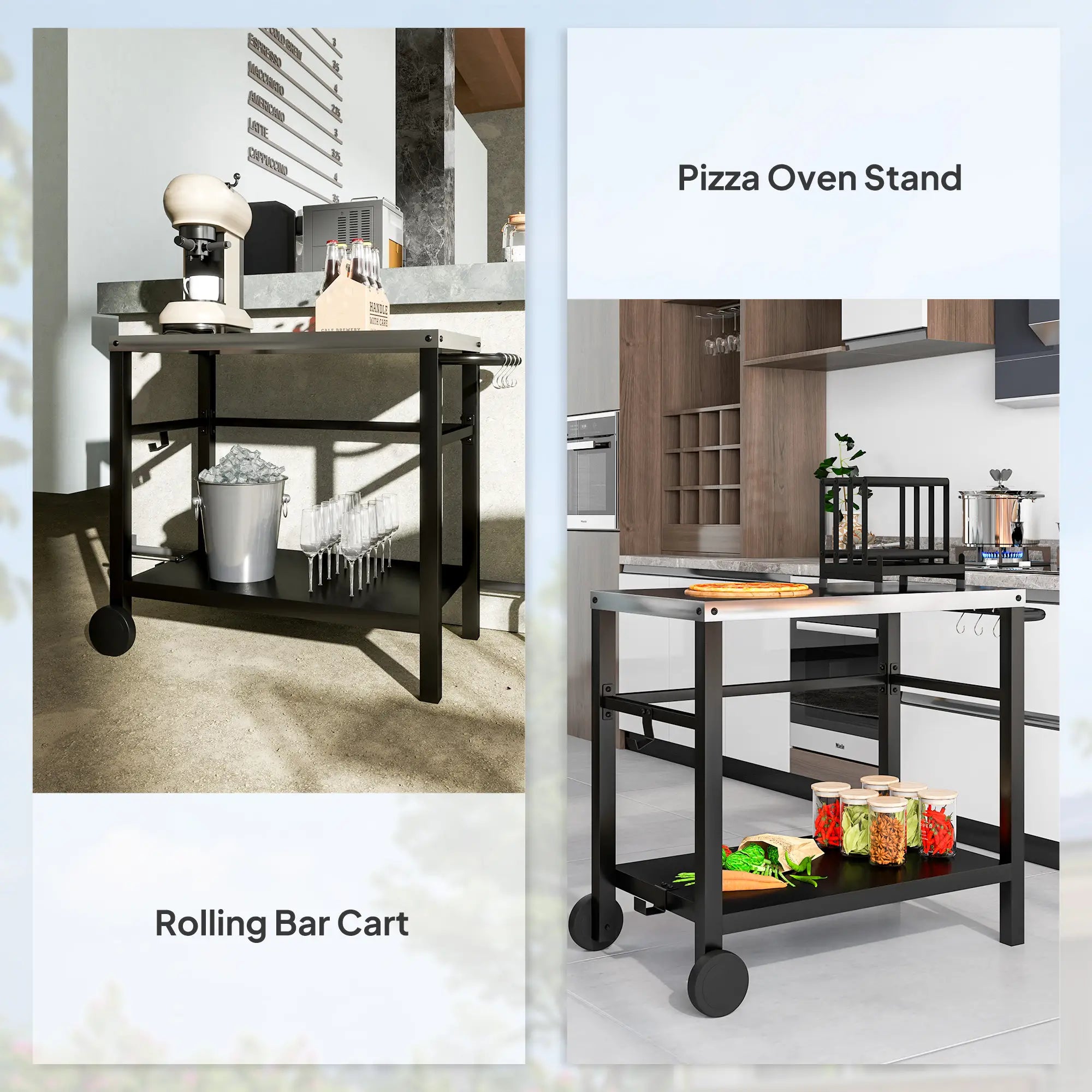 Outdoor Grill Cart, Stainless Steel Tabletop, 2-Shelf, Charcoal Grey Outdoor Grill Carts at Gallery Canada