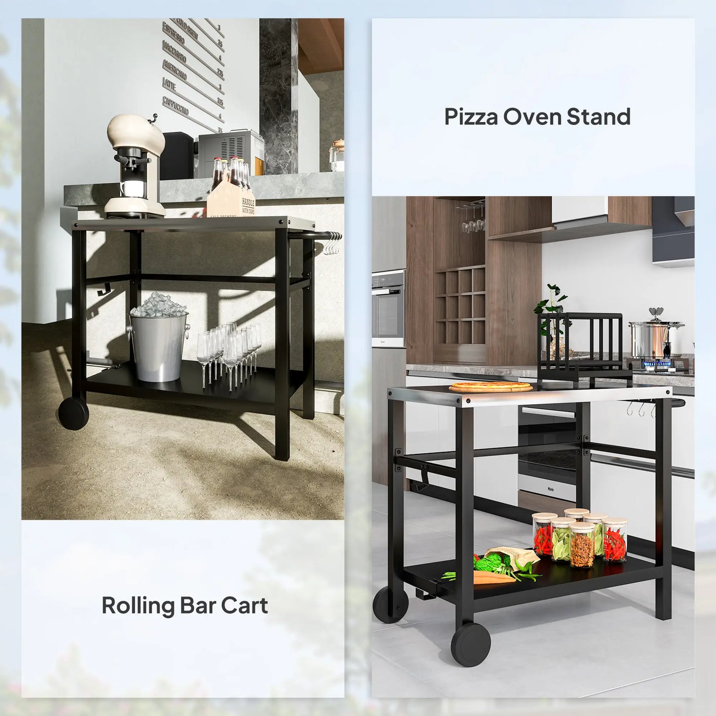 Outdoor Grill Cart, Stainless Steel Tabletop, 2-Shelf, Charcoal Grey Outdoor Grill Carts at Gallery Canada