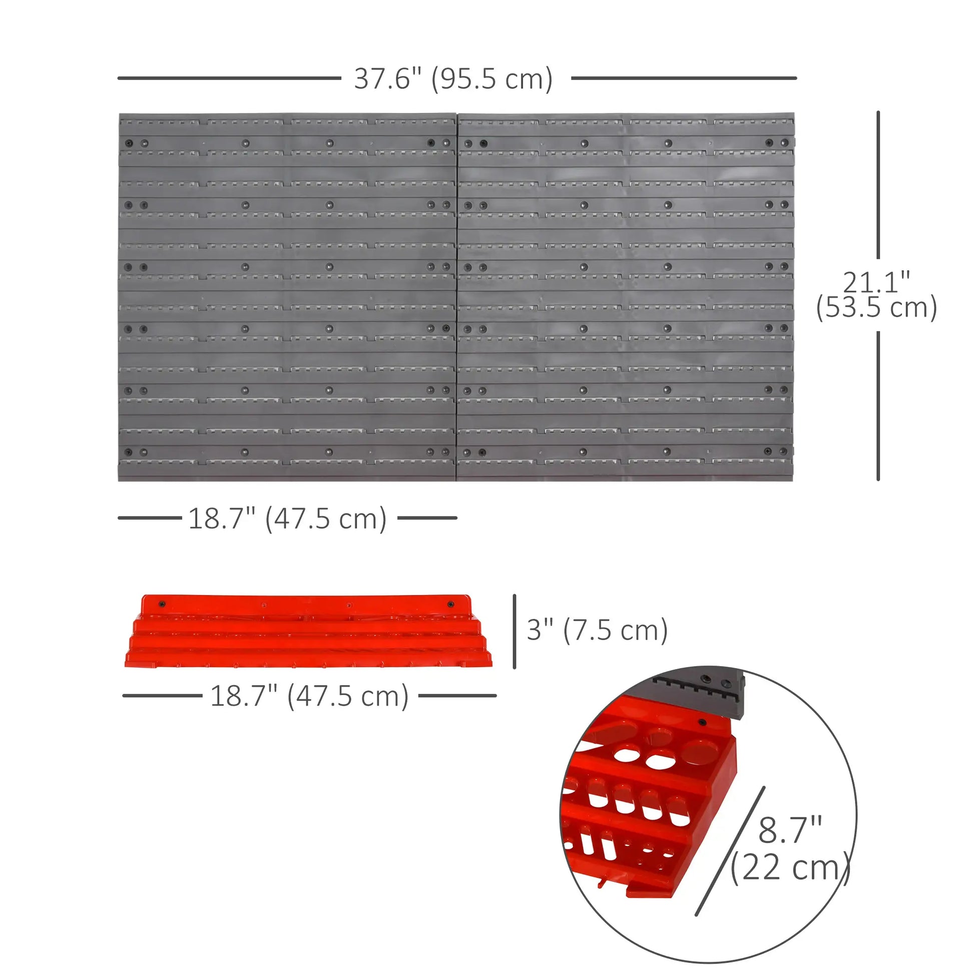 54 Piece Plastic Pegboard Panels, Wall Mounted Garage Storage, 50 Hooks, Red Tool Organizers at Gallery Canada
