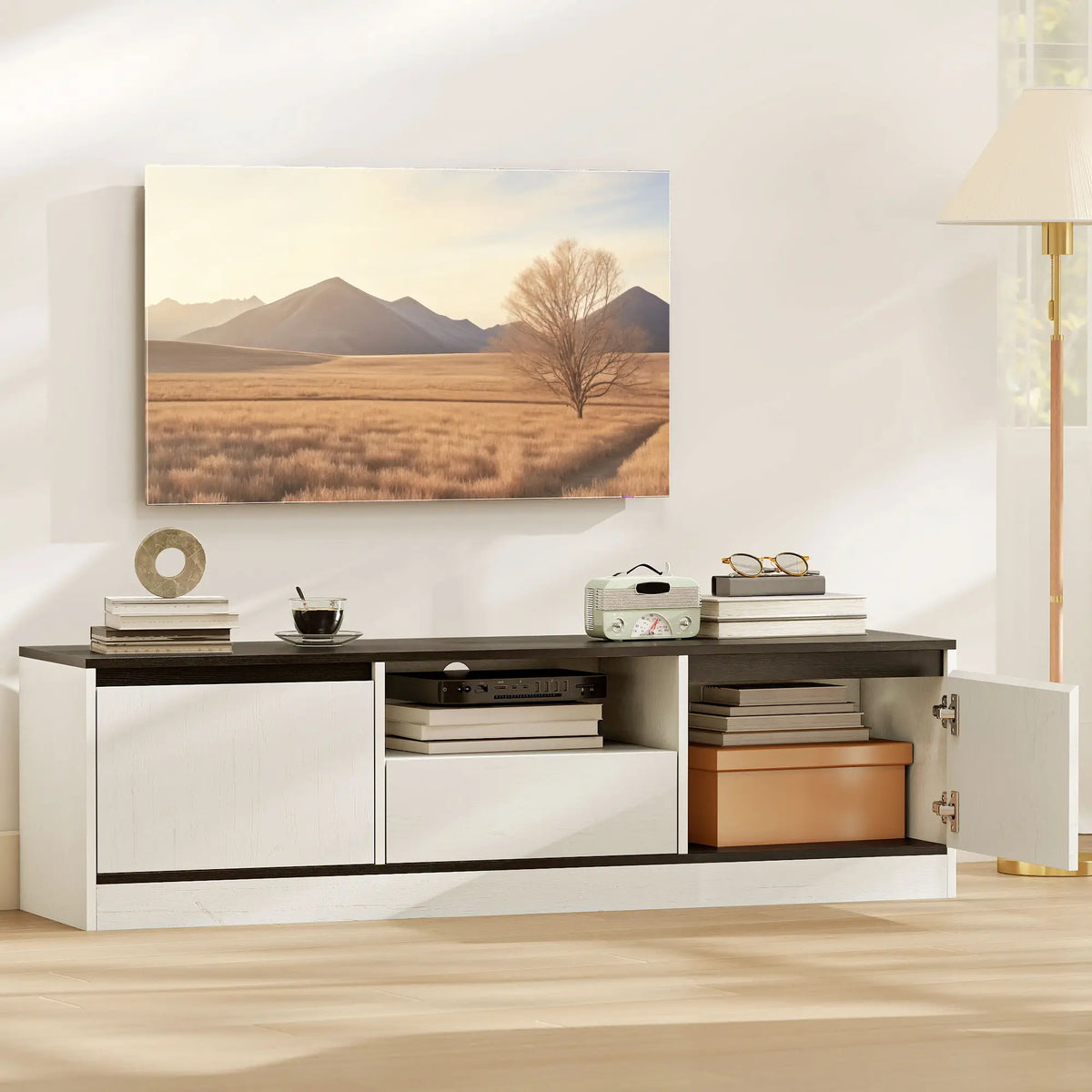 TV Stand For 55-60 Inch TV, Entertainment Center, White TV Stands at Gallery Canada